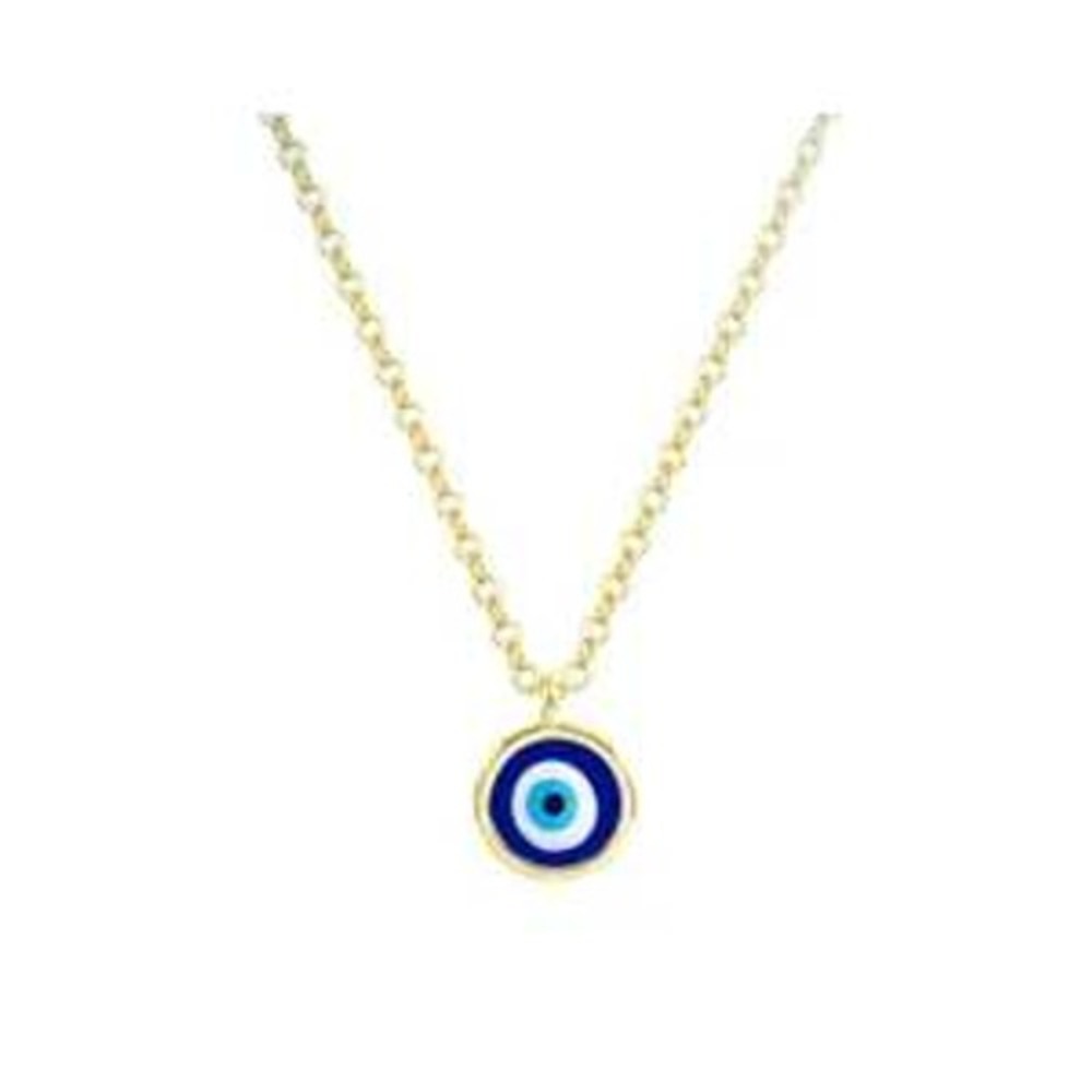 Gold Titanium Evil Eye Pendant Necklace Blue Nazar Protection Jewelry 40cm+5cm